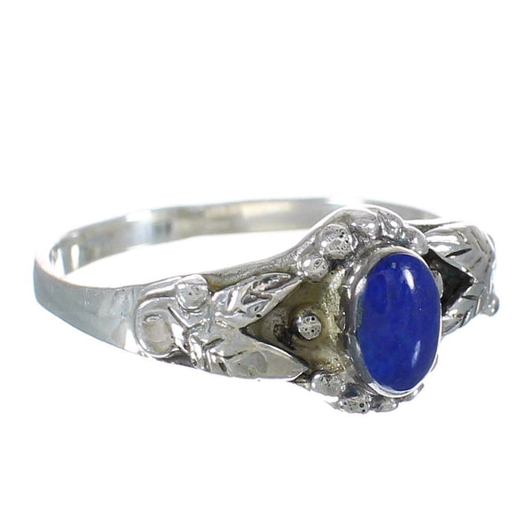 Lapis And Genuine Sterling Silver Southwest Leaf Ring Size 6-1/2 WX61863