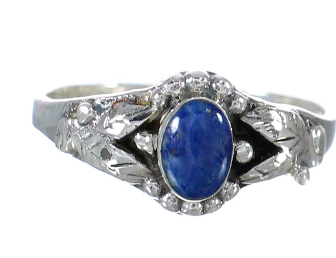 Lapis And Genuine Sterling Silver Southwest Leaf Ring Size 6-1/2 WX61863