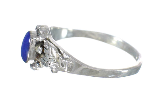Lapis And Genuine Sterling Silver Southwest Leaf Ring Size 6-1/2 WX61863