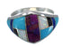 Southwest Multicolor Inlay Silver Ring Size 7-1/4 MX60117