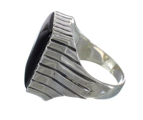 Jet And Genuine Sterling Silver Southwest Ring Size 10-1/2 WX60221