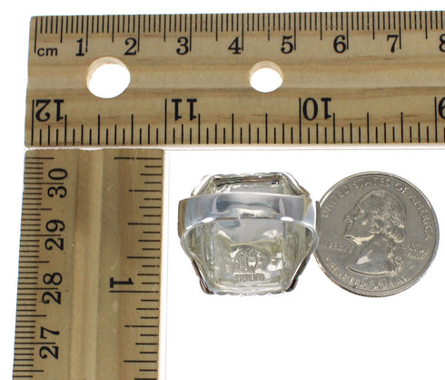 Authentic Sterling Silver And Jet Southwestern Ring Size 12-3/4 WX60249