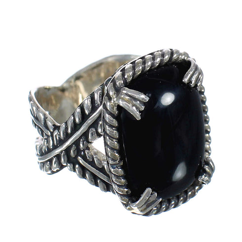 Authentic Sterling Silver And Jet Southwest Jewelry Ring Size 8 WX60455