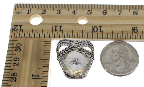Jet And Sterling Silver Southwestern Jewelry Ring Size 6-3/4 WX60442