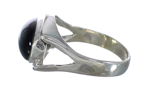 Southwestern Jewelry Authentic Sterling Silver And Jet Ring Size 8-1/2 WX60664