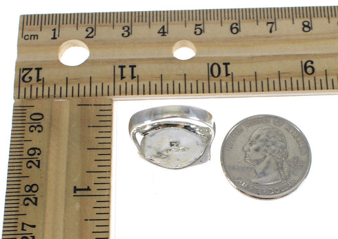Southwestern Jewelry Authentic Sterling Silver And Jet Ring Size 8-1/2 WX60664