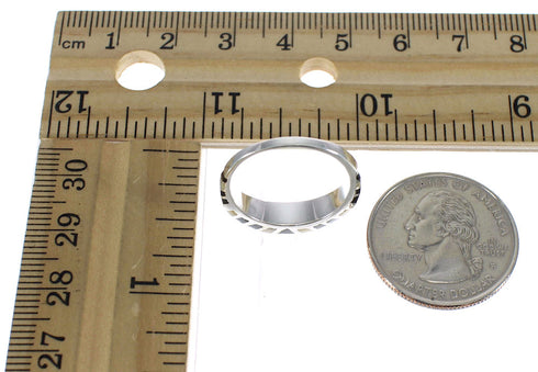 Jet And Mother Of Pearl Inlay Sterling Silver Southwestern Ring Size 5-1/4 WX60777