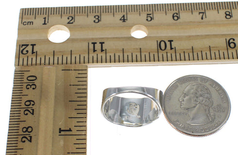 Jet Mother Of Pearl Sterling Silver Ring Size 7-1/4 RX92390