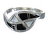 Genuine Sterling Silver Jet And Mother Of Pearl Ring Size 5-1/2 FX92473