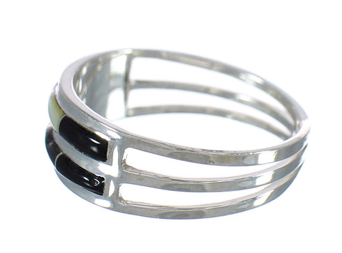 Jet Mother Of Pearl Sterling Silver Jewelry Ring Size 8-1/4 RX92577