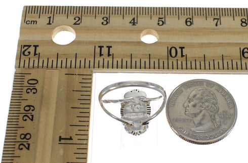 Jet And Mother Of Pearl Sterling Silver Ring Size 4-1/2 FX92550