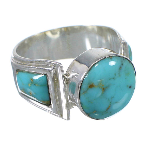 Sterling Silver Southwestern Turquoise Ring Size 7-1/2 QX79242
