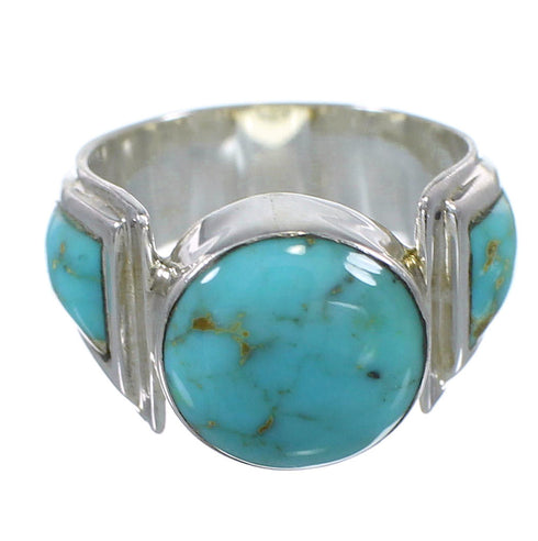Genuine Sterling Silver Southwest Turquoise Ring Size 8-1/4 QX79247