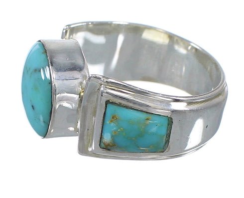 Sterling Silver Southwestern Turquoise Ring Size 7-1/2 QX79242