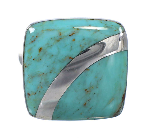 Southwest Sterling Silver Turquoise Jewelry Ring Size 7-1/2 AX79558