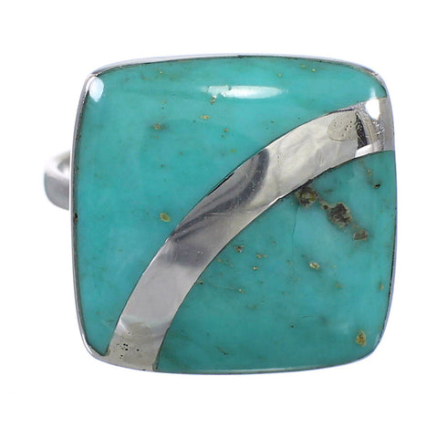 Turquoise Southwestern Sterling Silver Jewelry Ring Size 8-1/4 AX79561