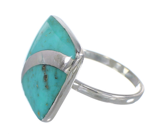 Turquoise Southwestern Sterling Silver Jewelry Ring Size 8-1/4 AX79561