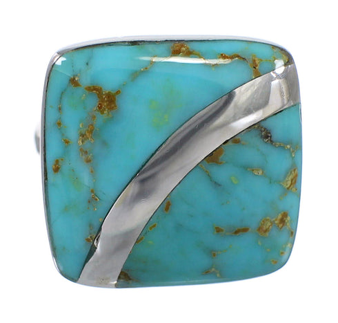 Sterling Silver Turquoise Southwestern Ring Size 7 AX79587