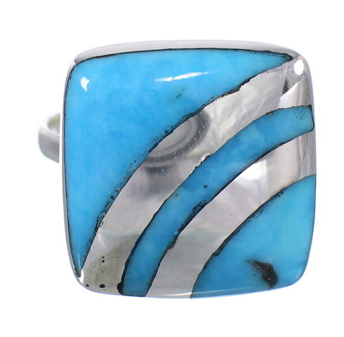 Silver Turquoise Southwestern Ring Size 8-3/4 QX79314
