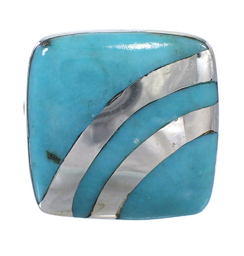 Southwestern Turquoise Silver Ring Size 5-1/4 QX79330