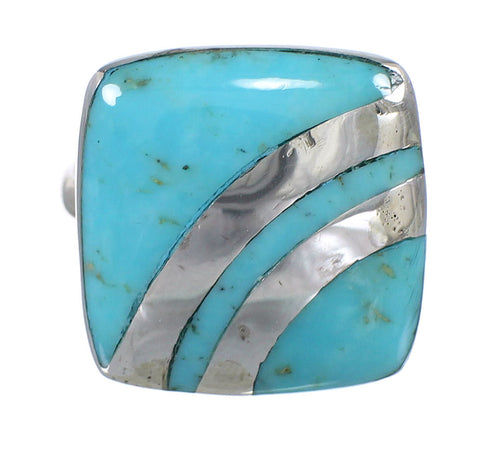 Southwestern Turquoise Sterling Silver Ring Size 5-3/4 QX79333