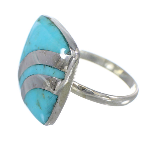 Southwestern Turquoise Sterling Silver Ring Size 5-3/4 QX79333