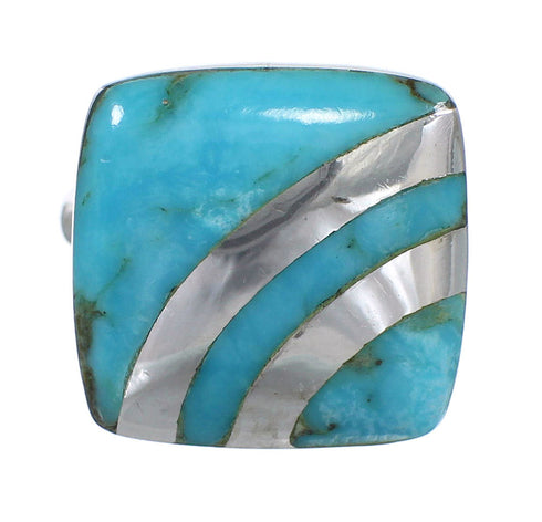 Turquoise Southwestern Genuine Sterling Silver Jewelry Ring Size 7-1/2 QX79359
