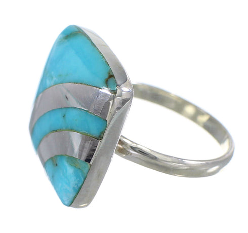 Turquoise Southwestern Authentic Sterling Silver Jewelry Ring Size 5 QX79356