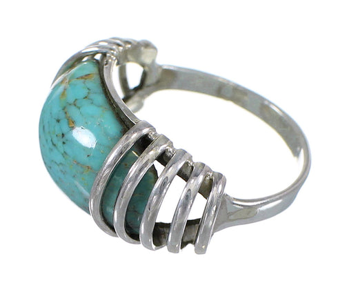 Silver Southwest Turquoise Jewelry Ring Size 6-1/2 QX79382