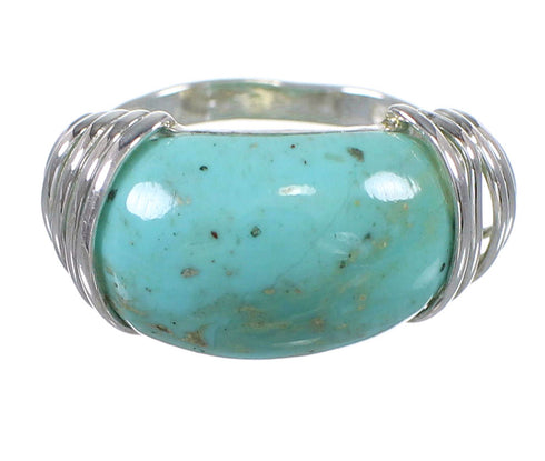 Genuine Sterling Silver Southwest Turquoise Jewelry Ring Size 6-1/2 QX79397