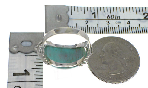Genuine Sterling Silver Southwest Turquoise Jewelry Ring Size 6-1/2 QX79397