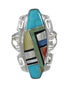 Multicolor Inlay Sterling Silver Jewelry Ring Size 5-3/4 MX61178
