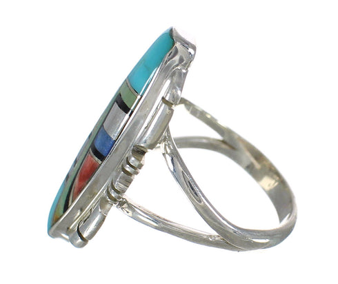 Southwest Silver Multicolor Inlay Ring Size 6-1/4 MX61149