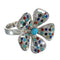 Sterling Silver Flower Multicolor Inlay Ring Size 6-3/4 MX61257