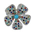 Sterling Silver Flower Multicolor Inlay Ring Size 6-3/4 MX61257
