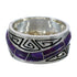 Southwestern Silver Magenta Turquoise Inlay Water Wave Ring Size 5 QX74290