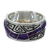 Southwest Authentic Sterling Silver Magenta Turquoise Inlay Water Wave Ring Size 6-1/4 QX74295