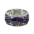 Magenta Turquoise Inlay Water Wave Southwest Silver Ring Size 7-1/4 QX74305