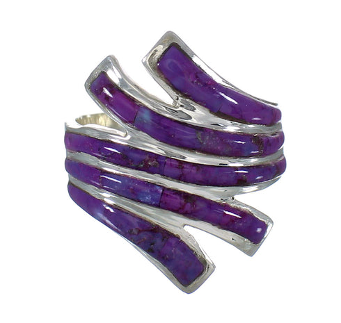 Authentic Sterling Silver Southwestern Magenta Turquoise Inlay Ring Size 7 QX74437