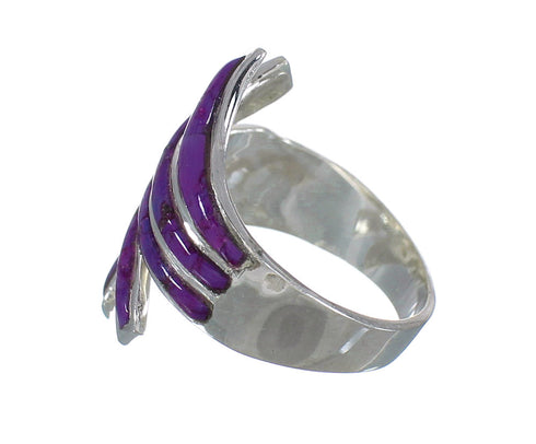 Authentic Sterling Silver Southwestern Magenta Turquoise Inlay Ring Size 7 QX74437