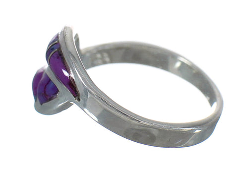 Magenta Turquoise Inlay Silver Southwest Jewelry Ring Size 7-1/4 QX74481