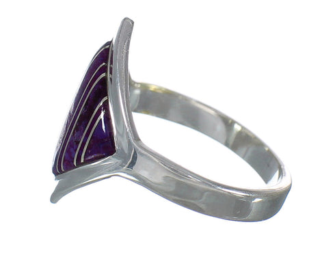 Silver Southwestern Magenta Turquoise Inlay Ring Size 5-1/4 QX74334