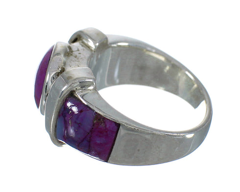 Southwestern Authentic Sterling Silver Magenta Turquoise Ring Size 7-3/4 QX74200