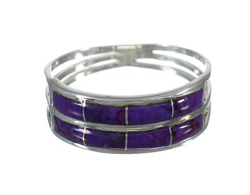 Magenta Turquoise Inlay Genuine Sterling Silver Southwestern Ring Size 7-1/4 QX74377