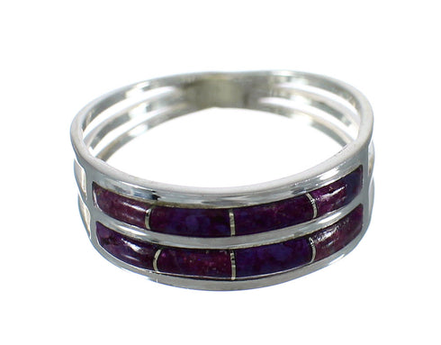 Authentic Sterling Silver Magenta Turquoise Inlay Southwest Ring Size 8-1/4 QX74397