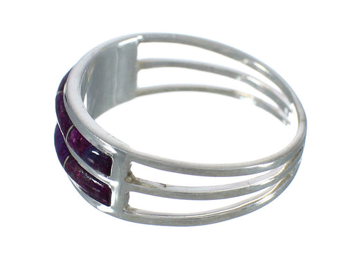 Silver Magenta Turquoise Inlay Southwest Ring Size 6-3/4 QX74393