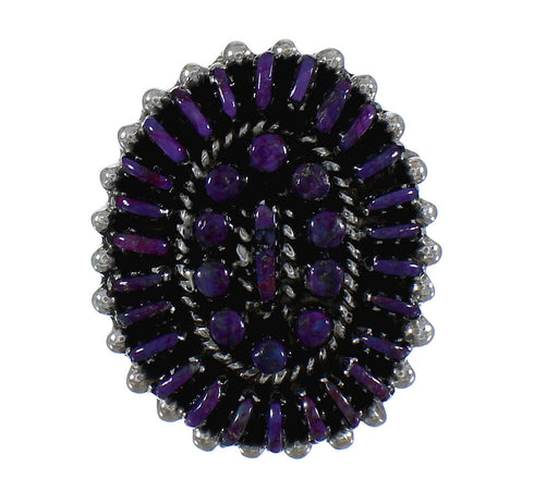 Genuine Sterling Silver Magenta Turquoise Needlepoint Ring Size 7-3/4 QX74243