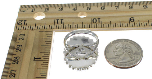 Genuine Sterling Silver Magenta Turquoise Needlepoint Ring Size 7-3/4 QX74243