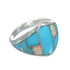 Turquoise And Opal Inlay Southwest Sterling Silver Ring Size 4-3/4 RX61746