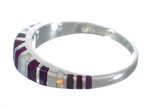 Authentic Sterling Silver Magenta Turquoise Opal Inlay Ring Size 7-3/4 RX60844